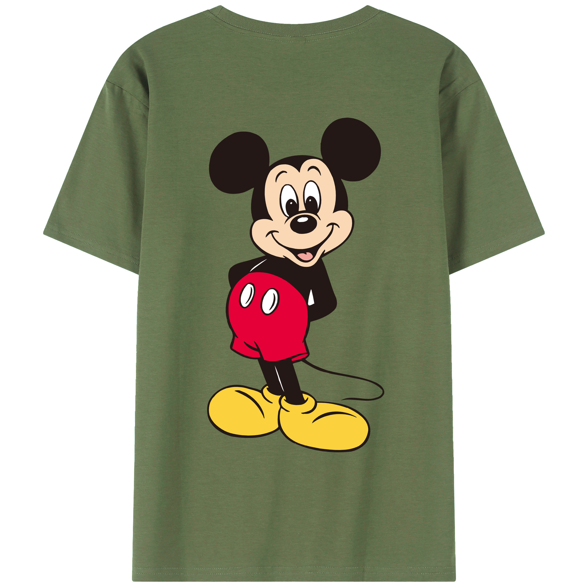 ミッキーマウス Mickey Mouse 綿100％ メンズ半袖Tシャツ（バックプリント） 通気性